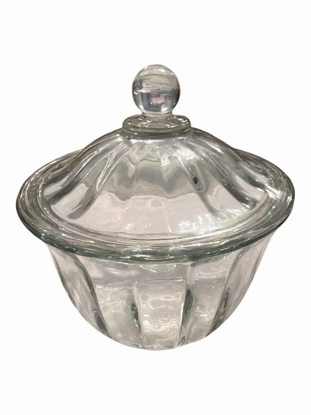 Clear Geometric Cut Glass Covered Serving Dish